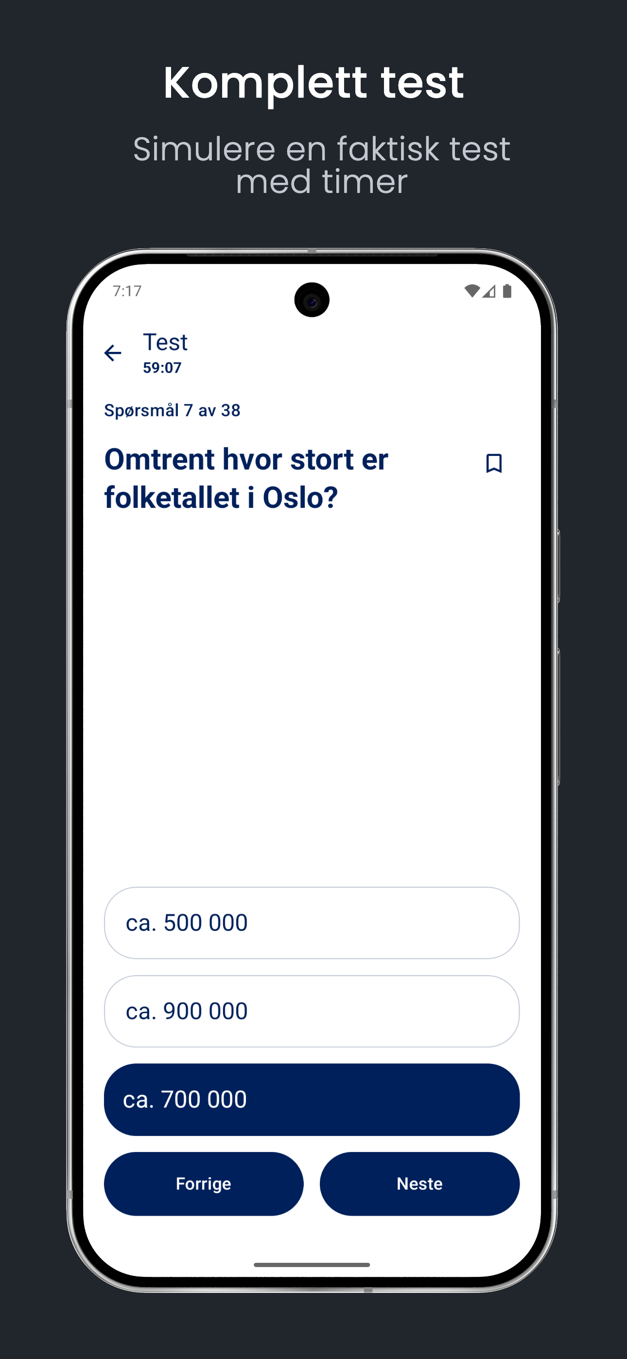 Samfunnskunnskap app viser eksempelspørsmål fra samfunnskunnskapsprøven