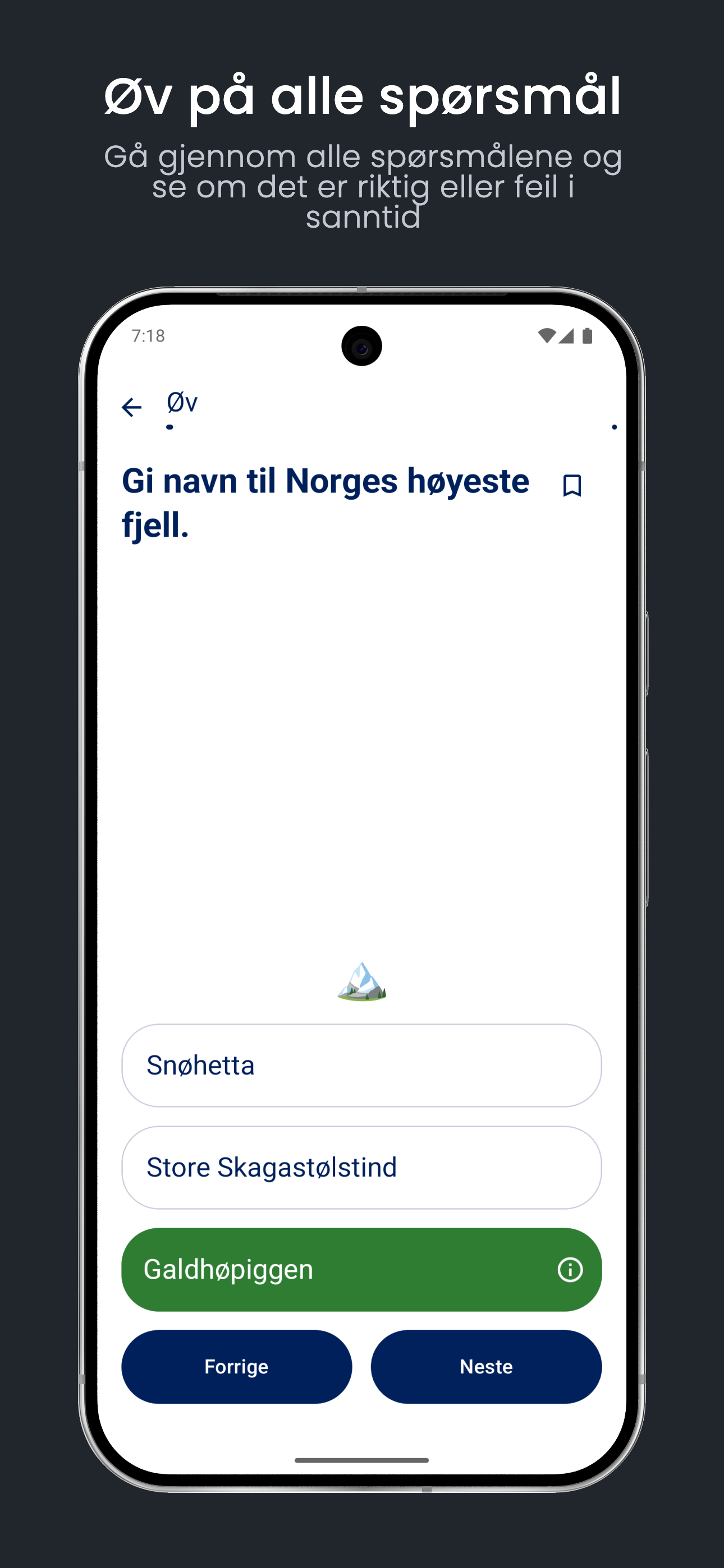 Statistikk og progresjon i samfunnskunnskap appen